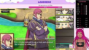 Vtuber Lewdneko moans loudly while using vibrator during Evenicle game play part 4.