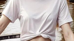 Lingerie Models Stroll Along Amsterdam Canals Barefoot