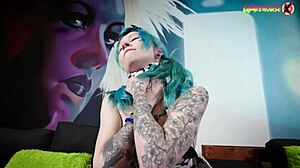 18 year old German emo punk girl fists her tight wet pussy for first time