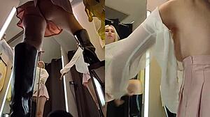 Upskirt View Of Blonde's Pussy In Public Fitting Room!