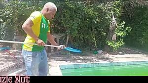 Pool guy drills my ass hard inside