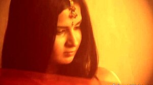 lay her down, the indian beauty, in a serene setting for a dance