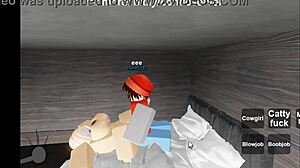 in roblox sex condo, she gives blowjob then gets bent over for doggystyle creampie