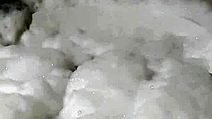 Cyno enjoys a solo bubble bath in fun costumes during this cosplay session.