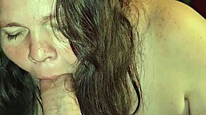 Milf gives long relaxing blowjob to guy