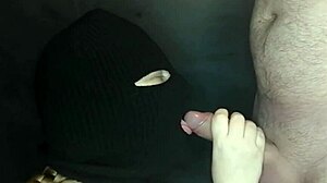 my step sister's hot mouth sucks cock hidden by balaclava?