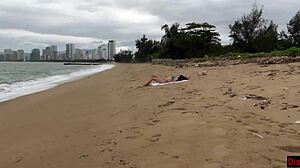 Hey babe, can I cum on your tits at this public beach?