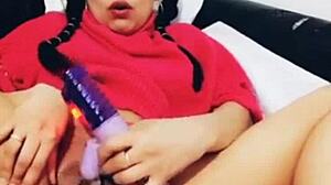 latina squirts hard with dildo play in homemade taboo session