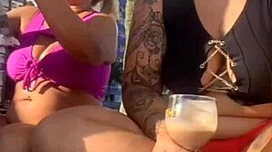 I feel excited flashing on the beach as African milf exhibitionist without husband knowing