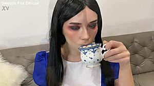 madness alice intensely deep sucks and rough fucks the hatter, ending with cum in mouth after tea party