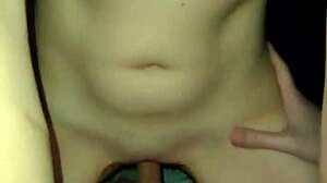 the stepsister snuck into her stepbrothers room at night to ride his dick with wet pussy close up and saggy tits bouncing...