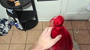 Amber on her knees for daddy in submissive homemade blowjob.