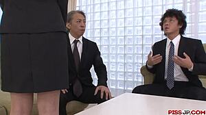 Old Males Smack Kotomi Asakura's Young Shaved Pussy In Office Hardcore