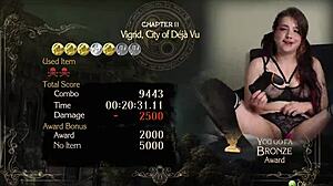 Sexy nerd bimbo plays Bayonetta with Lovense, masturbating crazy