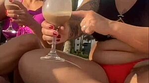 I feel excited flashing on the beach as African milf exhibitionist without husband knowing