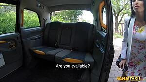 gorgeous french coach teaches driving in taxi