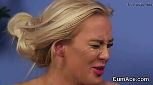 Hot Looker Receives Facial Cumshot While Sucking.