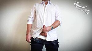 French Guy Returns from Work and Masturbates Huge Cock with Dirty Talk