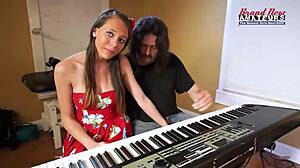 brunette coed cloe passionately sucks cock and feels deep fucking in her twat