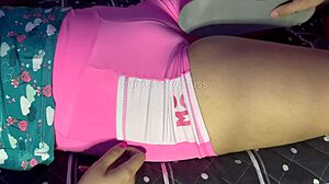 caught stepdaughter with cameltoe in leggings, punished with bdsm for hairy pussy