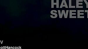 Cute pigtail coed Haley Sweet blows huge cock in pov