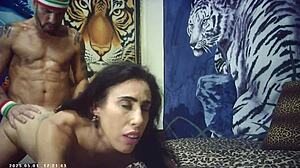 big breast italian babe experiences first time with shaved pussy and machine in pov milf encounter