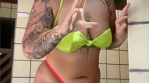 Neighbor invites me to pool for exhibitionist swollen pussy flashing