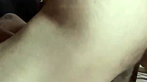 Homemade footjob leads to creampie with pierced nipples.