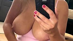 Selfie Masturbates In The Mirror In Sexy Panties And Socks