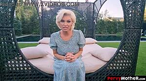 classy step mother teases stepson with stripping for visual orgasm