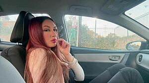 Italian Long Hair Milf Indulges In Sexy Smoking Fetish Session In Car!