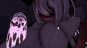 Dominating demon girl deepthroats monster