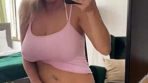 Selfie Masturbates In The Mirror In Sexy Panties And Socks