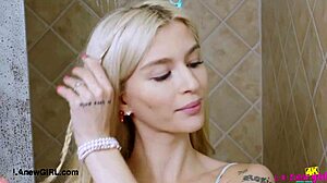 Picture-Perfect Blonde's Emotional Shower Experience