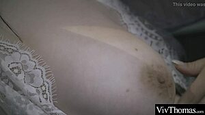 Sexy Naomi Bennett plays with lover's big breasts and spanks her curvy ass