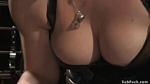 busty mistress fucks sub's ass with strapon 😈