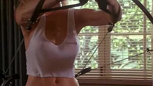I feel the intense passion in Shannon Tweed's erotic softcore workout scene with rough boobs and tits sex in Possessed by the Night