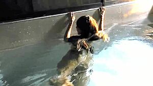 Amateur Milf Fingering Herself in Swimming Pool During Massage Session