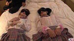 Hot Threesome with Submissive Asian Babes Chiharu and Hikari