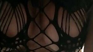 Delicious companion lady wears mask on halloween to model erotically and touch vagina.