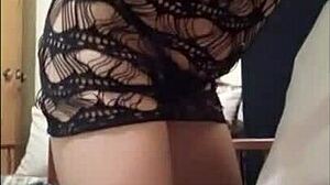 Delicious companion lady wears mask on halloween to model erotically and touch vagina.