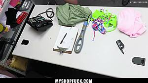 officer spies brat shoplifter bent over doggystyle at work