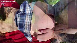 Redhead angie elif's ass gets destroyed in public outdoors.