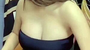 Teen with big tits explores sexy body and pussy intriguingly