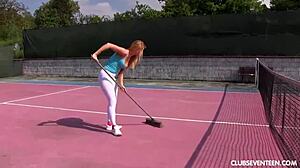Chrissy Fox Fingering Trimmed Pussy On Tennis Court In Spandex