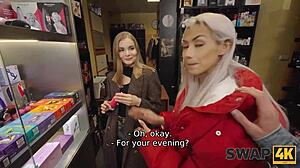 fibi euro fucked hard in sex shop threesome