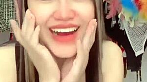 Teen with big tits explores sexy body and pussy intriguingly