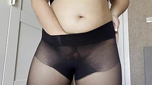 Step Sister in Transparent Pantyhose Without Underwear