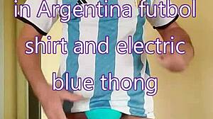 pervy papifachero trying to keep warm in winter by rubbing his daddy boner bulge in his electric blue thong and argentina