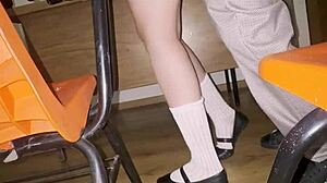 Schoolgirl's First Time Outdoor Sex In Classroom Uniform